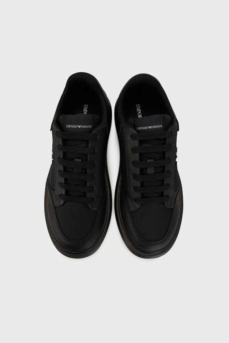 Emporio Armani Logolu Kalın Taban Sneaker Erkek Ayakkabı X4X633 XR325 K001 SİYAH - 4