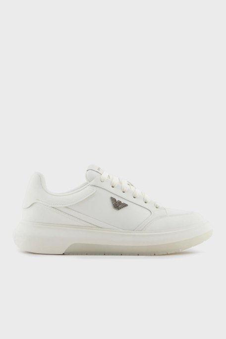 Emporio Armani Logolu Kalın Taban Sneaker Erkek Ayakkabı X4X633 XR325 M801 BEYAZ - 1