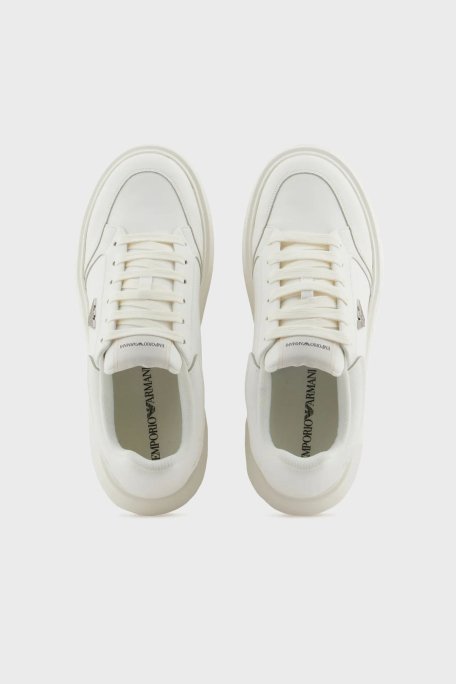 Emporio Armani Logolu Kalın Taban Sneaker Erkek Ayakkabı X4X633 XR325 M801 BEYAZ - 3