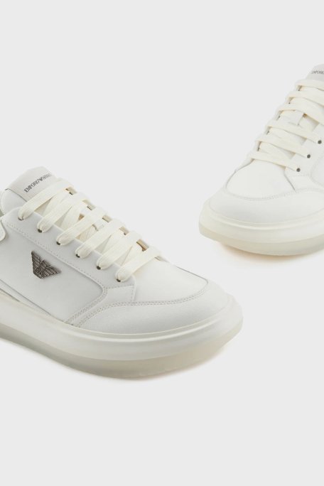 Emporio Armani Logolu Kalın Taban Sneaker Erkek Ayakkabı X4X633 XR325 M801 BEYAZ - 5