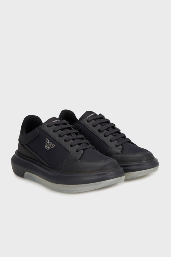 Emporio Armani Logolu Kalın Tabanlı Sneaker Erkek Ayakkabı X4X633 XR325 N151 LACİVERT - 2