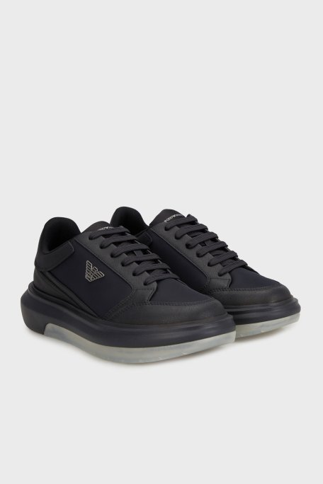 Emporio Armani Logolu Kalın Tabanlı Sneaker Erkek Ayakkabı X4X633 XR325 N151 LACİVERT - 7