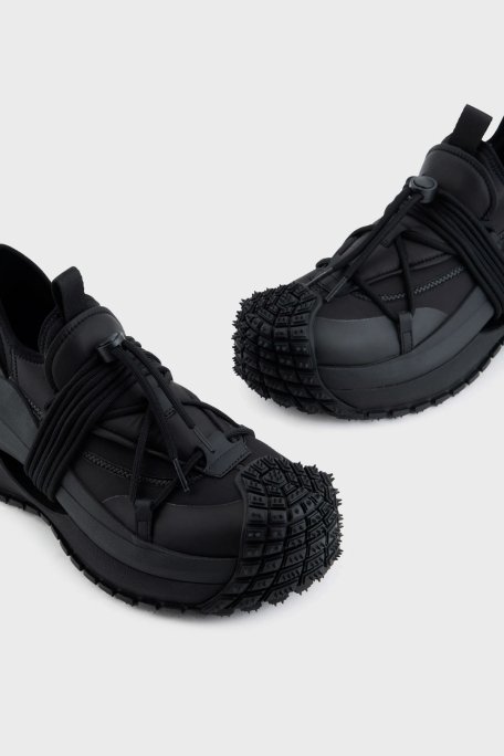 Emporio Armani Logolu Kalın Tabanlı Sneaker Erkek Ayakkabı X4X653 XR083 00002 SİYAH - 5