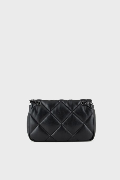 Emporio Armani Logolu Kapitoneli Ayarlanabilir Askılı Bayan Çanta Y3B208 YWJ8I 80001 SİYAH - 4