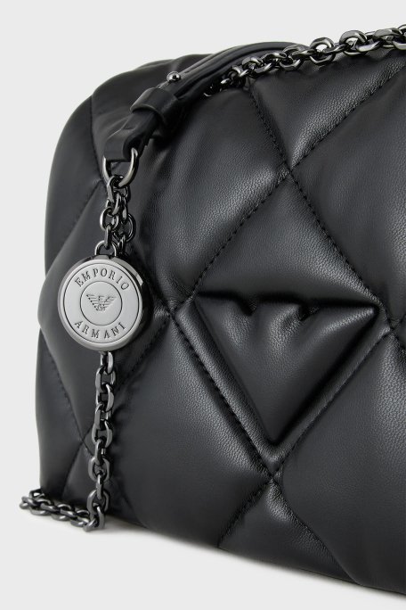 Emporio Armani Logolu Kapitoneli Ayarlanabilir Askılı Bayan Çanta Y3B208 YWJ8I 80001 SİYAH - 6