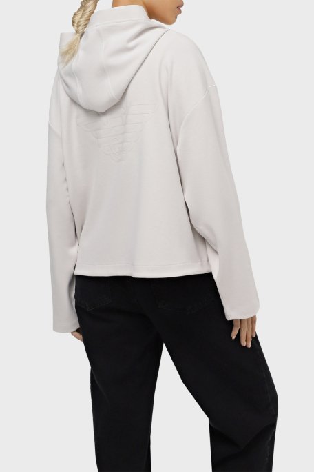 Emporio Armani Logolu Kapüşonlu Fermuarlı Relaxed Fit Bayan Ceket 6R2B7C 2JRKZ 0103 TAŞ - 2