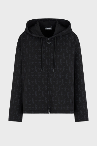 Emporio Armani Logolu Pamuk Karışımlı Regular Fit Kapüşonlu Fermuarlı Bayan Sweat EW001026 AF10002 FC026 SİYAH - 4