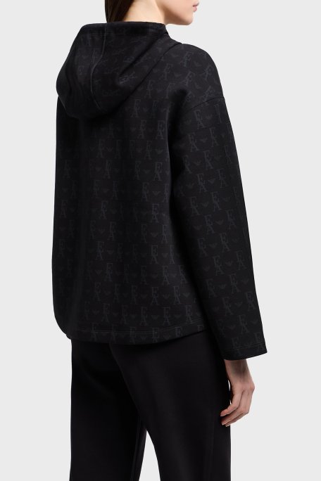 Emporio Armani Logolu Pamuk Karışımlı Regular Fit Kapüşonlu Fermuarlı Bayan Sweat EW001026 AF10002 FC026 SİYAH - 6