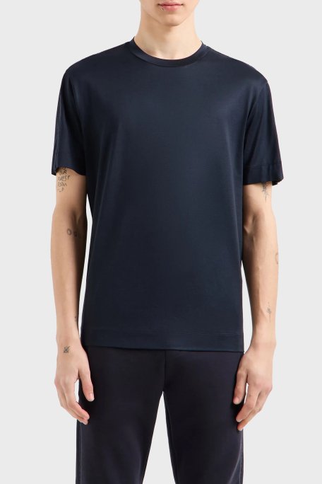 Emporio Armani Logolu Pamuklu Regular Fit Bisiklet Yaka Erkek T Shirt 6D1TD6 1JOSZ 0920 LACİVERT - 1