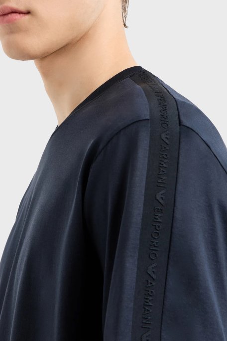 Emporio Armani Logolu Pamuklu Regular Fit Bisiklet Yaka Erkek T Shirt 6D1TD6 1JOSZ 0920 LACİVERT - 2