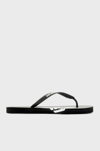 Emporio Armani Logolu Parmak Arası Unisex Terlik XVQS08 XN746 A120 SİYAH-BEYAZ - 8
