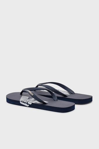 Emporio Armani Logolu Parmak Arası Unisex Terlik XVQS08 XN746 N527 LACİVERT-BEYAZ - 3