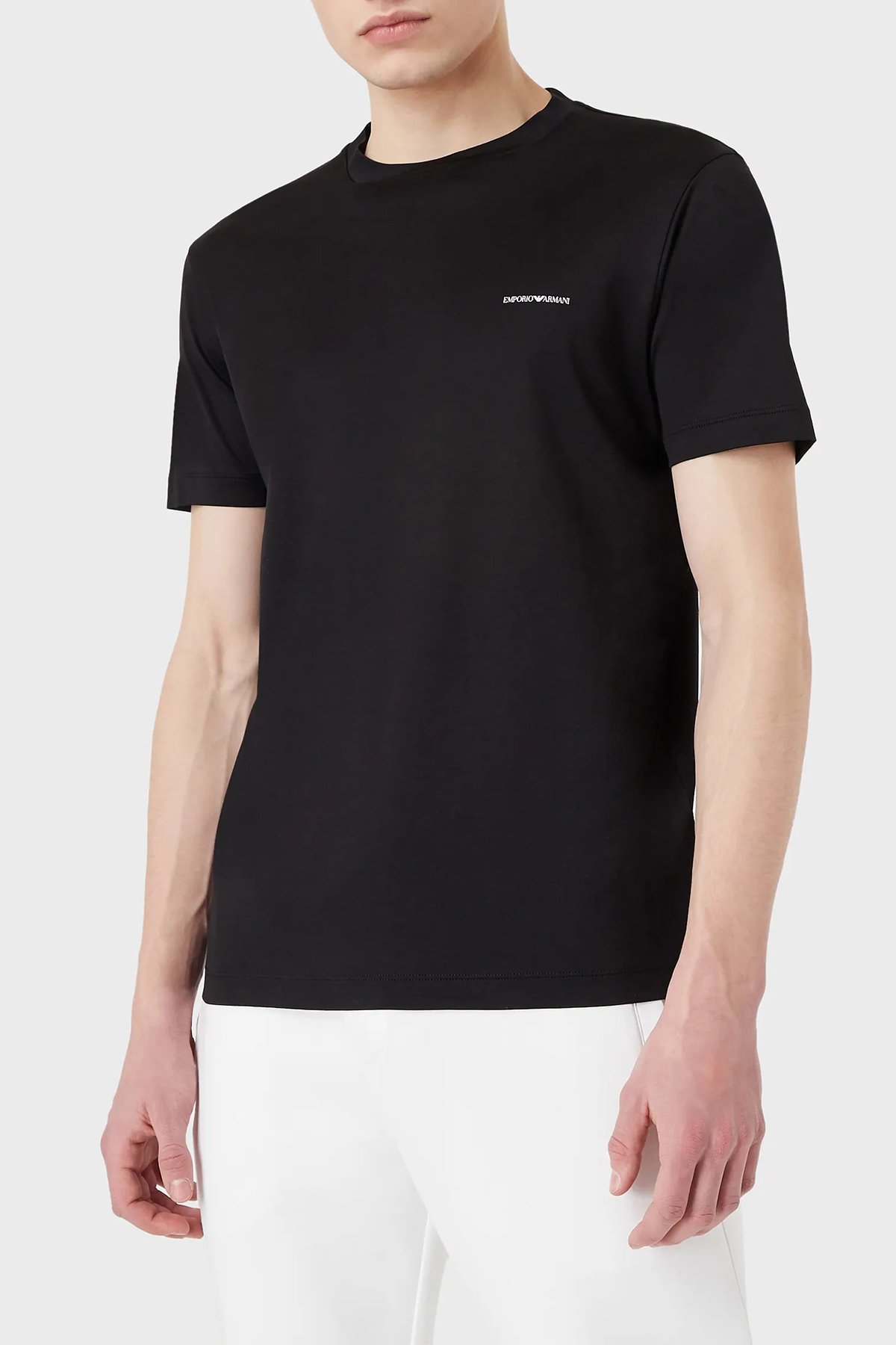 Emporio Armani Logolu Regular Fit Bisiklet Yaka Pamuklu