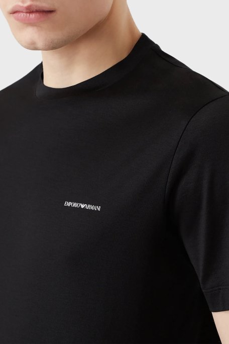 Emporio Armani Logolu Regular Fit Bisiklet Yaka Pamuklu Erkek T Shirt 8N1TD8 1JUVZ 0999 SİYAH - 7