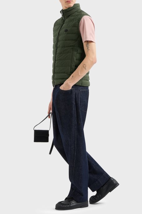 Emporio Armani Logolu Regular Fit Dik Yaka Şişme Erkek Yelek 8N1BQ1 1NLRZ 05A6 HAKİ - 2