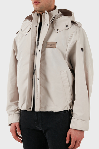 Emporio Armani Logolu Regular Fit Taşınabilir Askılı Çıkarılabilir Kapüşonlu Erkek Mont EM001278 AF13770 U1098 GRİ - 4