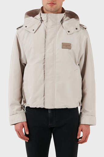 Emporio Armani Logolu Regular Fit Taşınabilir Askılı Çıkarılabilir Kapüşonlu Erkek Mont EM001278 AF13770 U1098 GRİ - 5