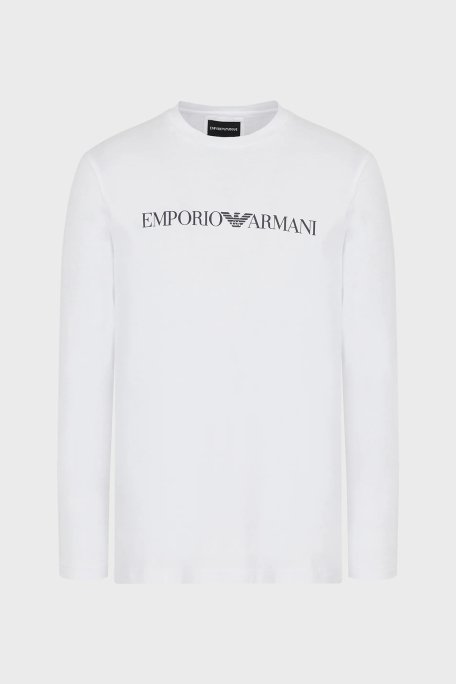 Emporio Armani Logolu Slim Fit Bisiklet Yaka Uzun Kollu Pamuklu Erkek T Shirt 8N1TN8 1JPZZ 0146 BEYAZ - 4