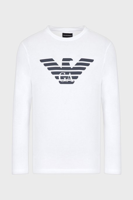 Emporio Armani Logolu Slim Fit Bisiklet Yaka Uzun Kollu Pamuklu Erkek T Shirt 8N1TN8 1JPZZ 0147 BEYAZ-LACİVERT - 12