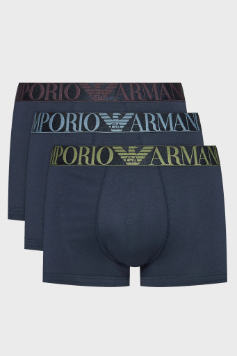 Emporio Armani Logolu Streç Pamuklu Erkek Boxer 111357 4F726 64135 Mavi-Mürdüm-Haki - 1