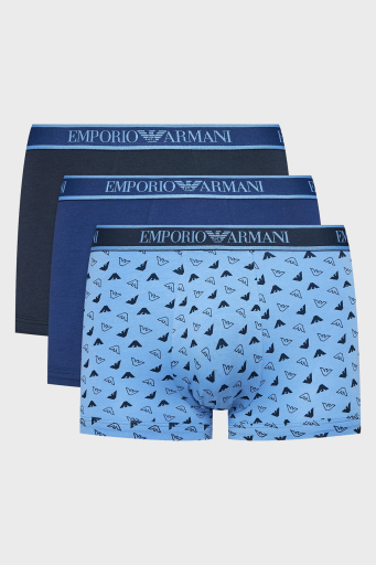 Emporio Armani Logolu Streç Pamuklu Erkek Boxer 112130 4F717 75336 Mavi-Siyah-Lacivert - 1