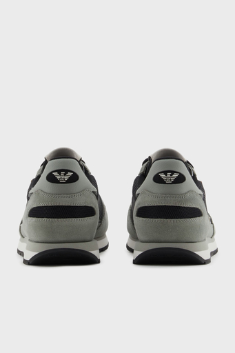 Emporio Armani Logolu Süet Detaylı Sneaker Erkek Ayakkabı X4X537 XN730 U549 GRİ-SİYAH - 11