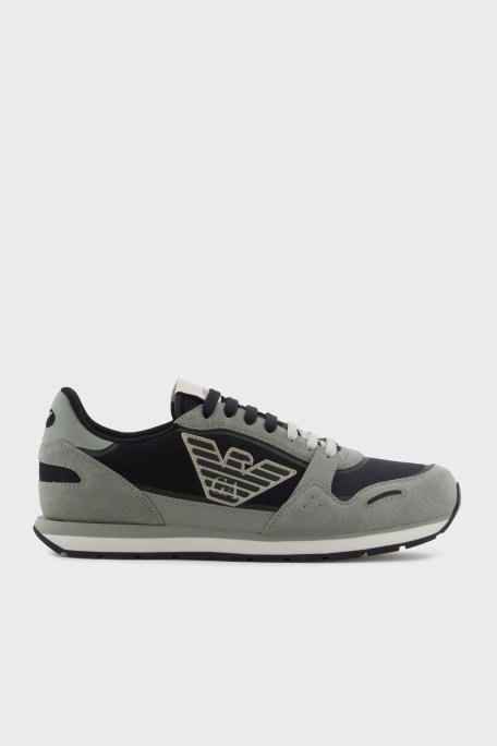 Emporio Armani Logolu Süet Detaylı Sneaker Erkek Ayakkabı X4X537 XN730 U549 GRİ-SİYAH - 7
