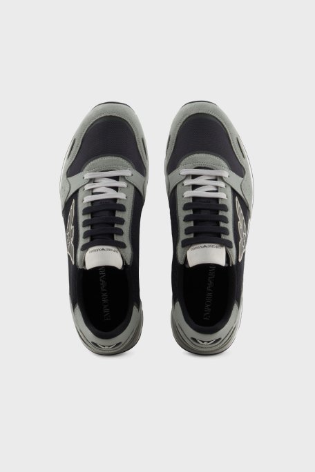 Emporio Armani Logolu Süet Detaylı Sneaker Erkek Ayakkabı X4X537 XN730 U549 GRİ-SİYAH - 9
