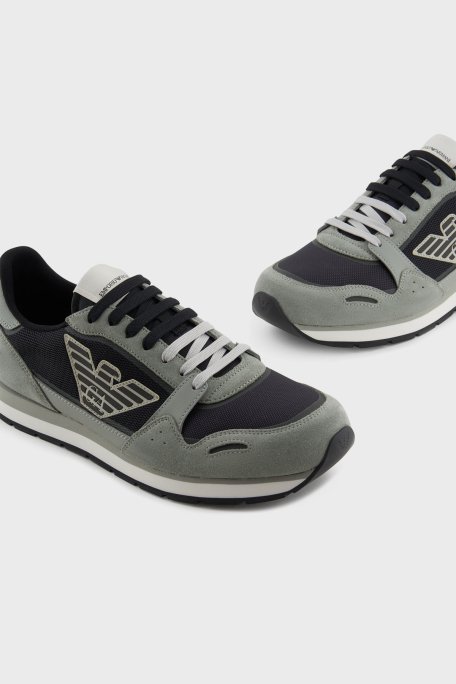 Emporio Armani Logolu Süet Detaylı Sneaker Erkek Ayakkabı X4X537 XN730 U549 GRİ-SİYAH - 10
