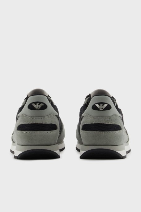 Emporio Armani Logolu Süet Detaylı Sneaker Erkek Ayakkabı X4X537 XN730 U549 GRİ-SİYAH - 11