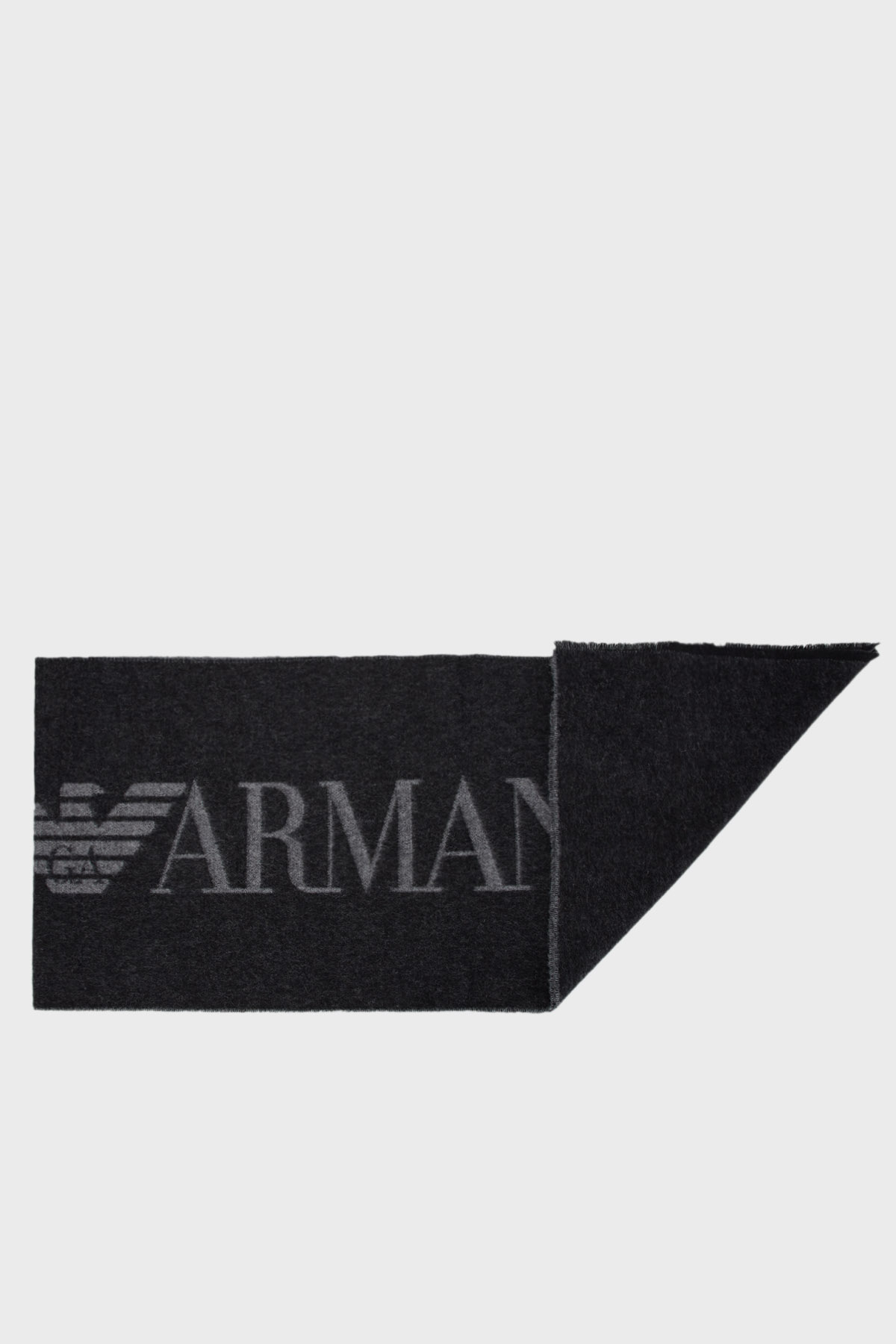 Emporio Armani Logolu Yünlü Erkek Atkı 625052 2F360 00321 SİYAH-GRİ