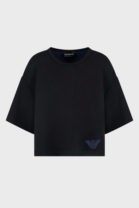 Emporio Armani Loose Fit Bisiklet Yaka Arka Kısmı Cupro Bayan T Shirt EW000488 AF12911 UC001 SİYAH - 10
