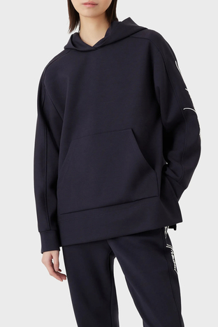 Emporio Armani - Emporio Armani Loose Fit Kanguru Cepli Kapüşonlu Bayan Sweat 3R2M7C 2JVKZ 0828 LACİVERT