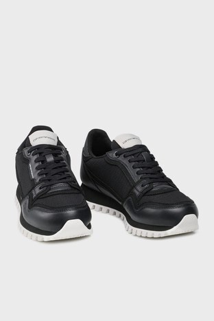 Emporio Armani - Emporio Armani Marka Logolu Sneaker Erkek Ayakkabı S X4X557 XM998 A083 SİYAH (1)