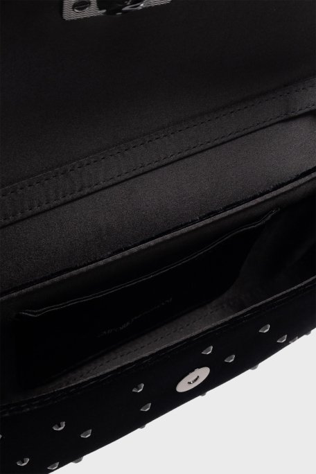 Emporio Armani Metal Logolu Taşlı Kadife Mini Bayan Çanta EW001492 AF14788 UC001 SİYAH - 11