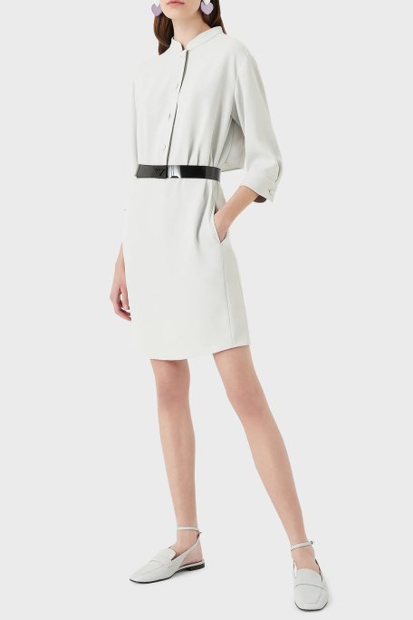 Emporio Armani Önden Düğmeli Regular Fit Truvakar Kol Kemerli Bayan Elbise H3NA2B C9900 602 AÇIK GRİ - 1