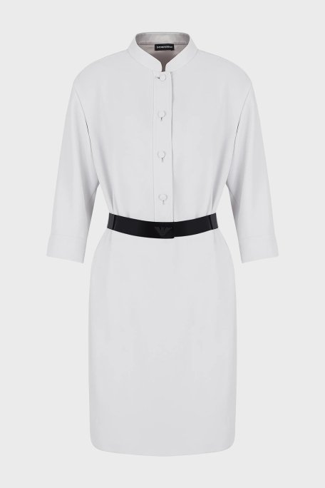 Emporio Armani Önden Düğmeli Regular Fit Truvakar Kol Kemerli Bayan Elbise H3NA2B C9900 602 AÇIK GRİ - 12