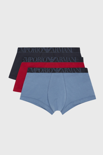 Emporio Armani Organik Pamuklu Esnek 3 Pack Erkek Boxer 111357 4R726 05837 Mavi-Kırmızı-Lacivert - 1