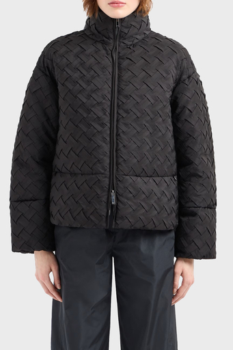 Emporio Armani Örgü Desenli Regular Fit Dik Yaka Şişme Bayan Mont 6D2B73 2NGPZ 0999 SİYAH - 1