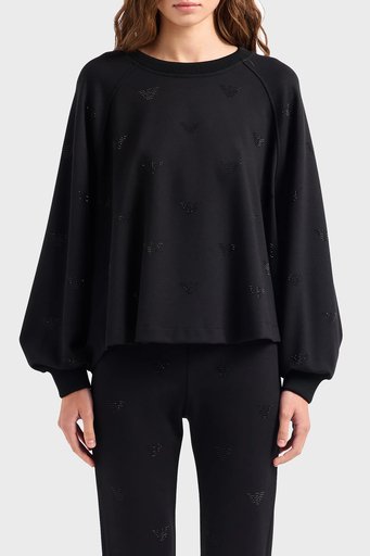 Emporio Armani Oversize Fit Bisiklet Yaka Bayan Sweat 3D2M6C 2JZZZ 0999 SİYAH - 1