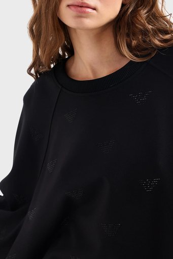 Emporio Armani Oversize Fit Bisiklet Yaka Bayan Sweat 3D2M6C 2JZZZ 0999 SİYAH - 4