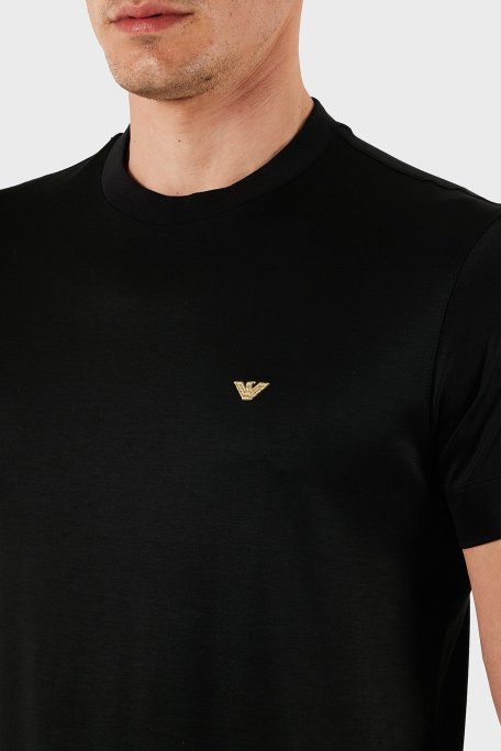 Emporio Armani Pamuk Karışımlı Regular Fit Bisiklet Yaka Erkek T Shirt EM001702 AF10017 MC184 SİYAH - 5