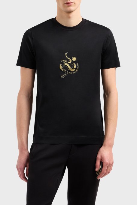Emporio Armani Pamuk Karışımlı Regular Fit Bisiklet Yaka Erkek T Shirt EM001702 AF10017 UC001 SİYAH - 1