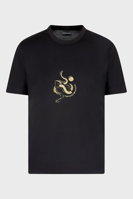Emporio Armani Pamuk Karışımlı Regular Fit Bisiklet Yaka Erkek T Shirt EM001702 AF10017 UC001 SİYAH - 5