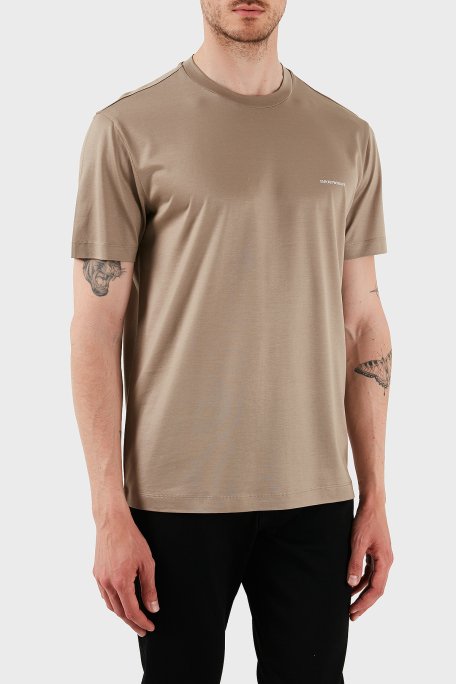 Emporio Armani Pamuk Karışımlı Regular Fit Bisiklet Yaka Logolu Erkek T Shirt 8N1TD8 1JUVZ U6167 BEJ - 8