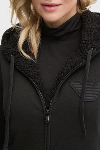 Emporio Armani Pamuk Karışımlı Regular Fit Kapüşonlu Fermuarlı Bayan Sweat 1646104 F2560 0020 SİYAH - 9