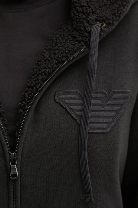 Emporio Armani Pamuk Karışımlı Regular Fit Kapüşonlu Fermuarlı Bayan Sweat 1646104 F2560 0020 SİYAH - 5