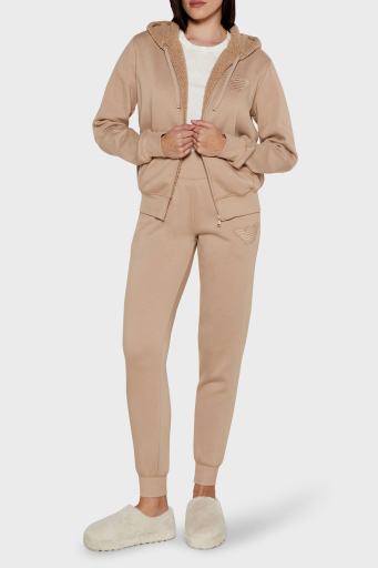 Emporio Armani Pamuk Karışımlı Regular Fit Yüksek Bel Ribanalı Paça Jogger Bayan Pantolon 164908 4F256 16355 BEJ - 3