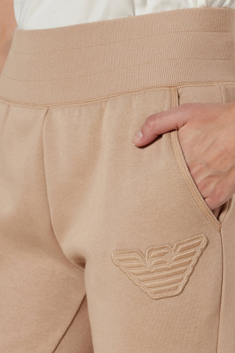 Emporio Armani Pamuk Karışımlı Regular Fit Yüksek Bel Ribanalı Paça Jogger Bayan Pantolon 164908 4F256 16355 BEJ - 4