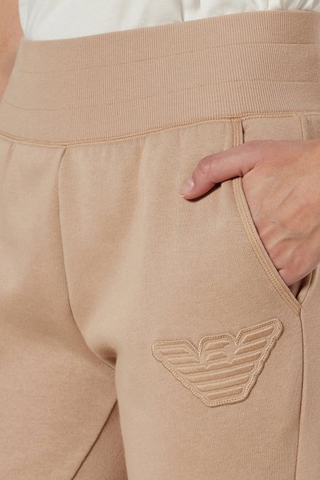 Emporio Armani Pamuk Karışımlı Regular Fit Yüksek Bel Ribanalı Paça Jogger Bayan Pantolon 164908 4F256 16355 BEJ - 4